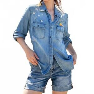 NEW BILLY T hello sunshine shirt in washed blue